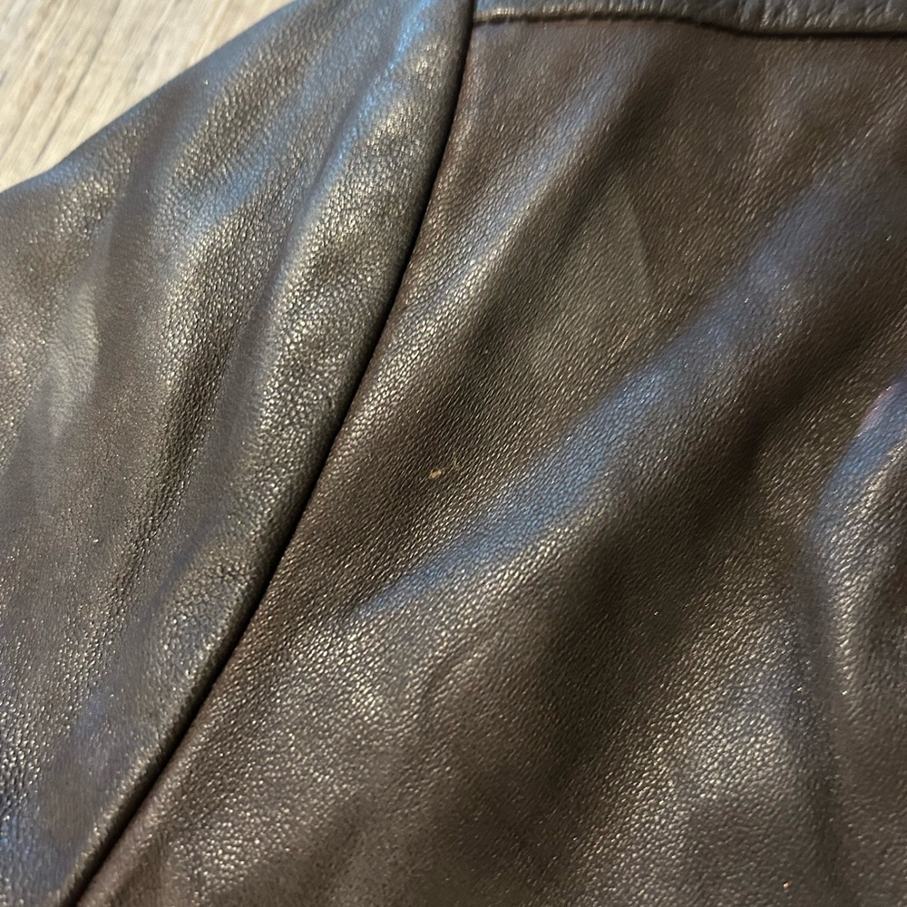 Worthington dark brown genuine leather jacket winter grunge goth - Picture 10 of 11